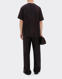 T-shirt avec imprimé brossé en soie - Marrone Scuro