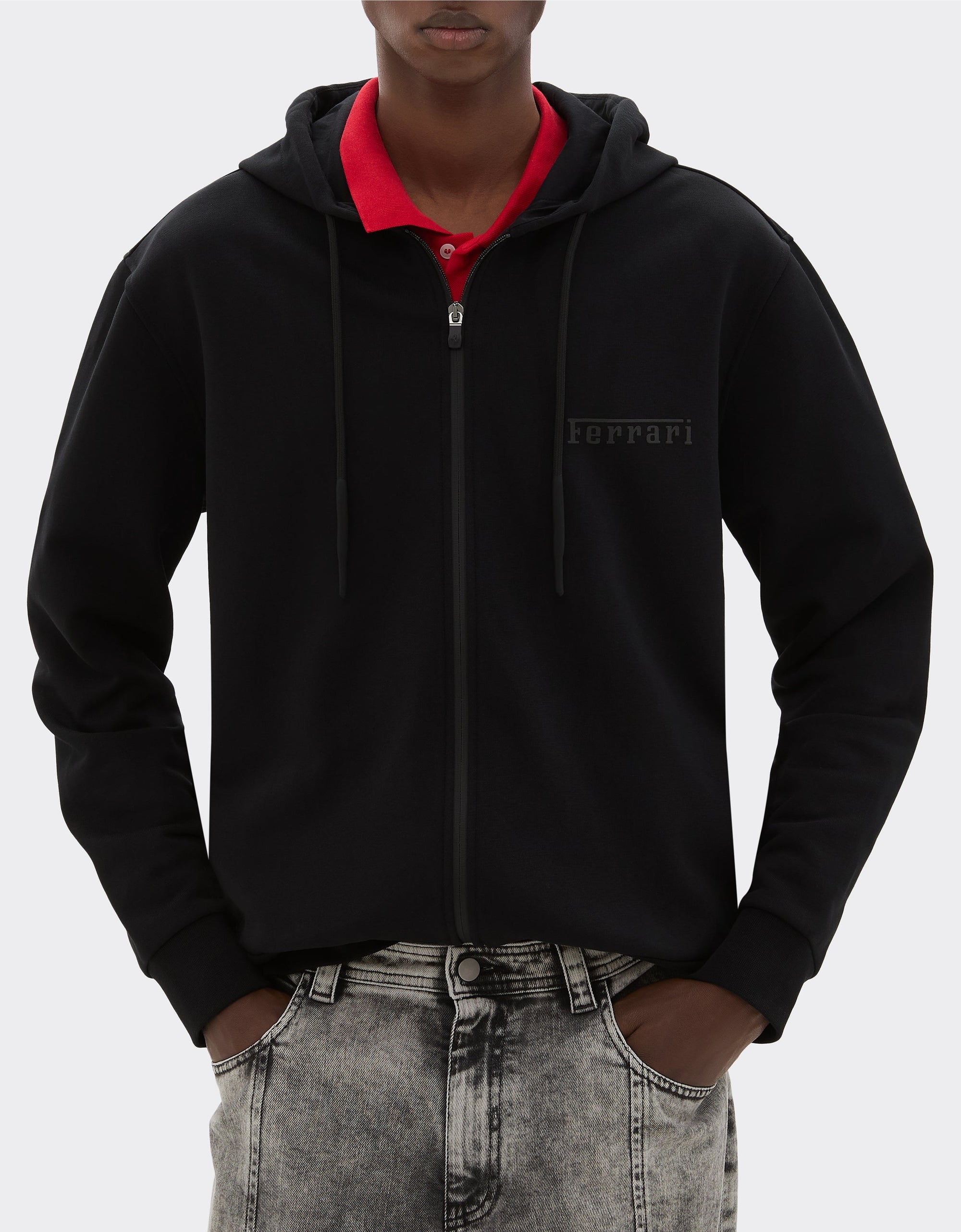Sweat à capuche unisexe avec logo Ferrari - Nero