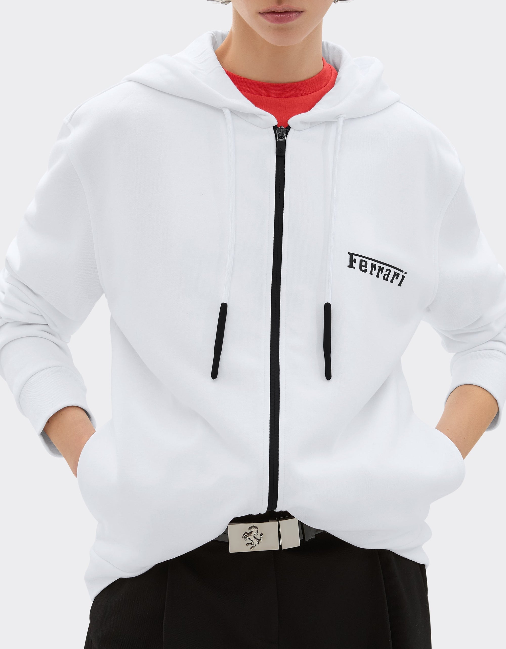 Unisex hoodie with Ferrari logo - Bianco
