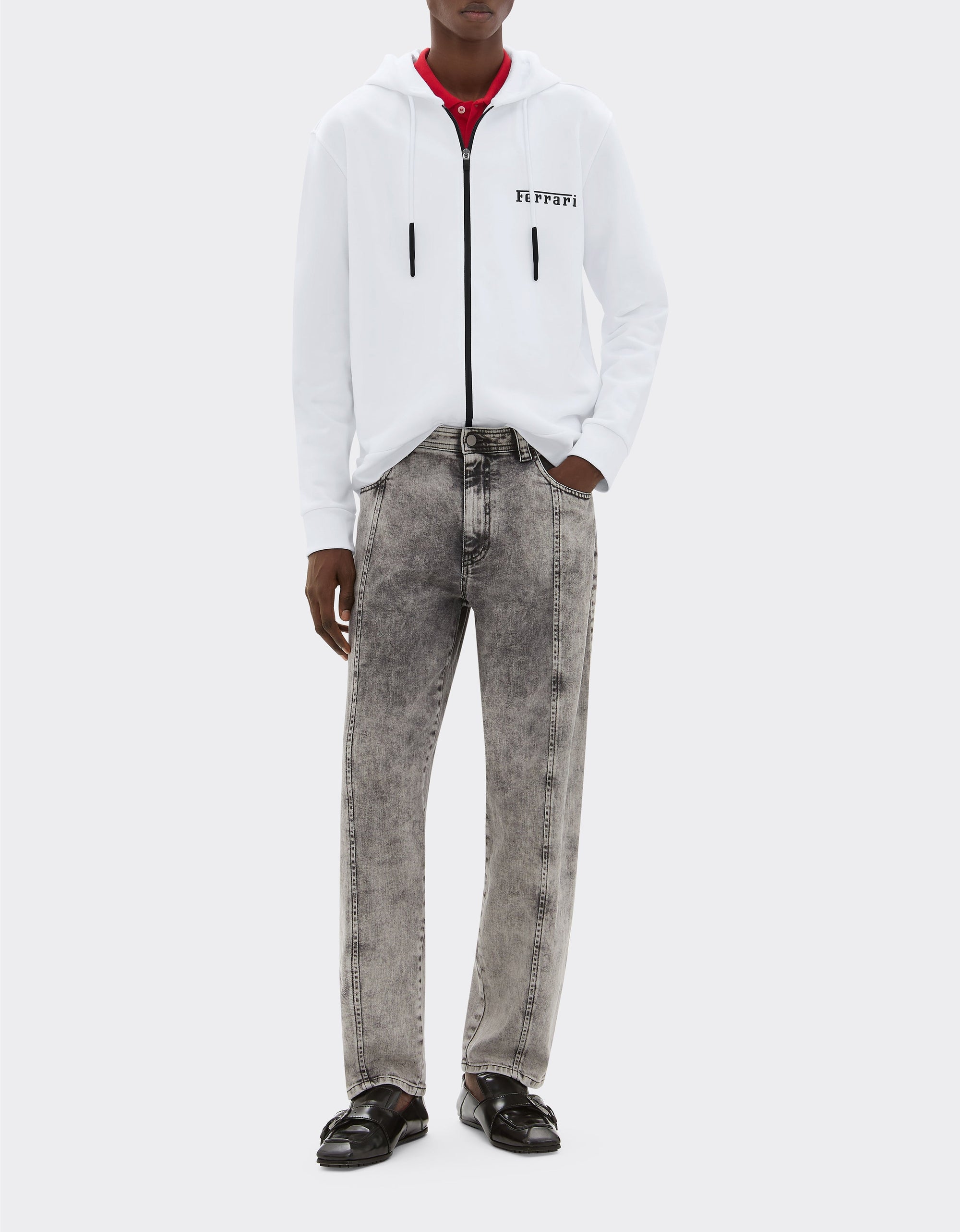 Unisex hoodie with Ferrari logo - Bianco