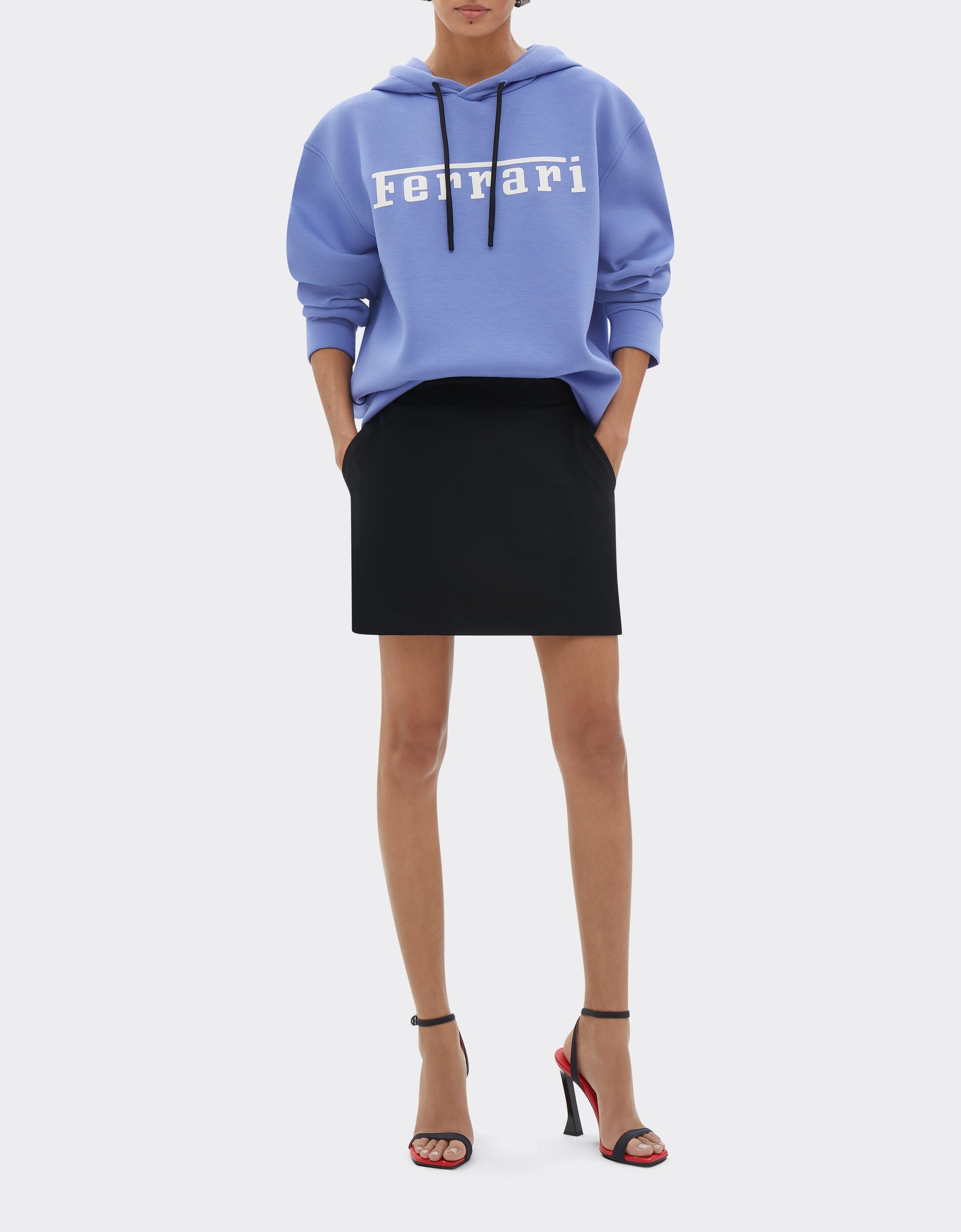 Unisex hoodie with Ferrari logo - Ciano