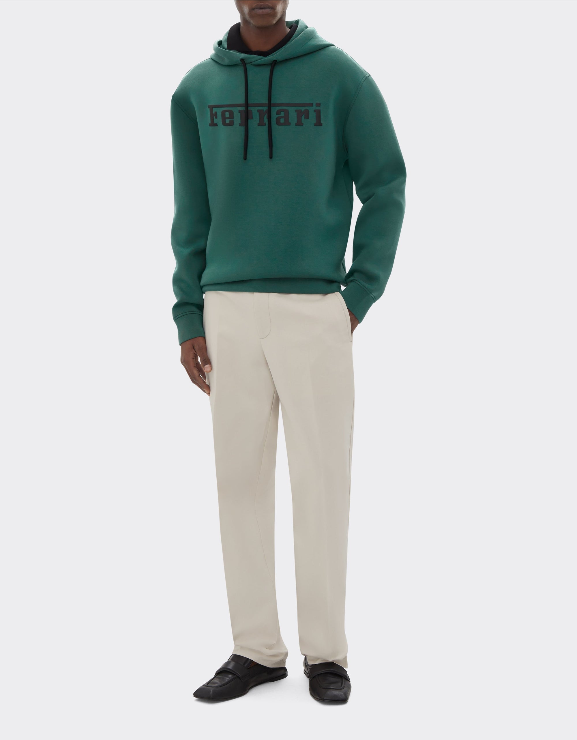 Unisex hoodie with Ferrari logo - Verde Ficus