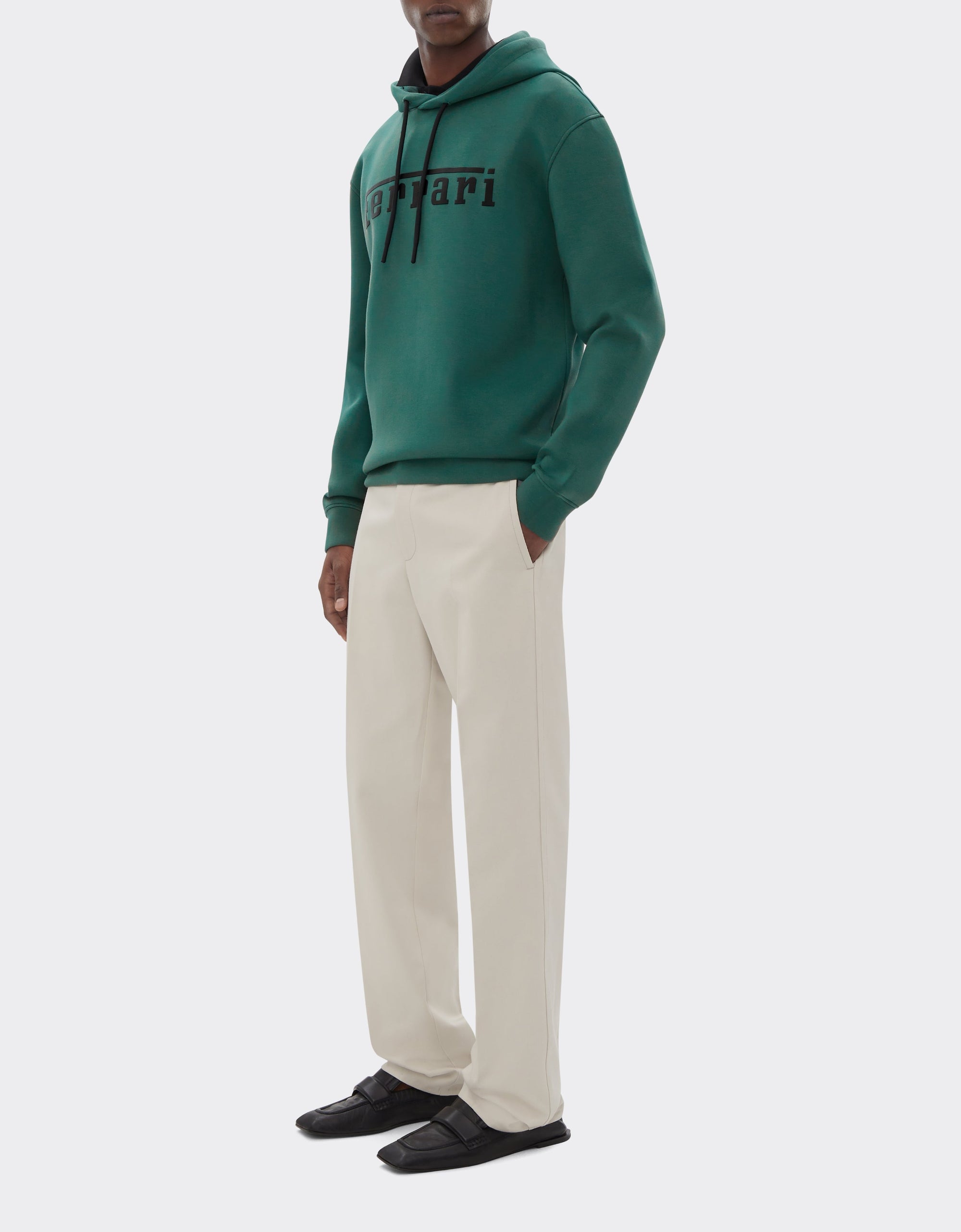 Unisex hoodie with Ferrari logo - Verde Ficus