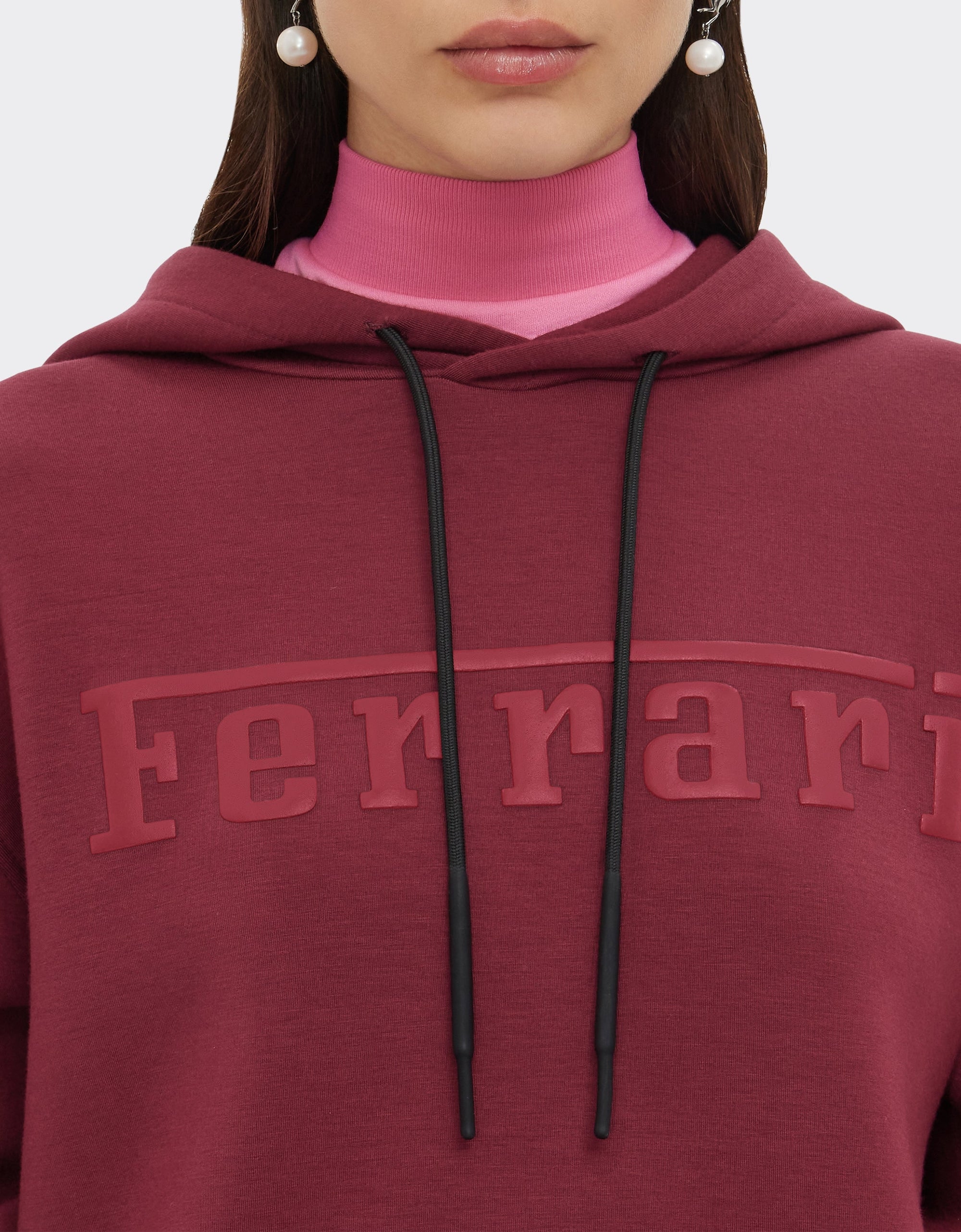 Unisex hoodie with Ferrari logo - Bordeaux