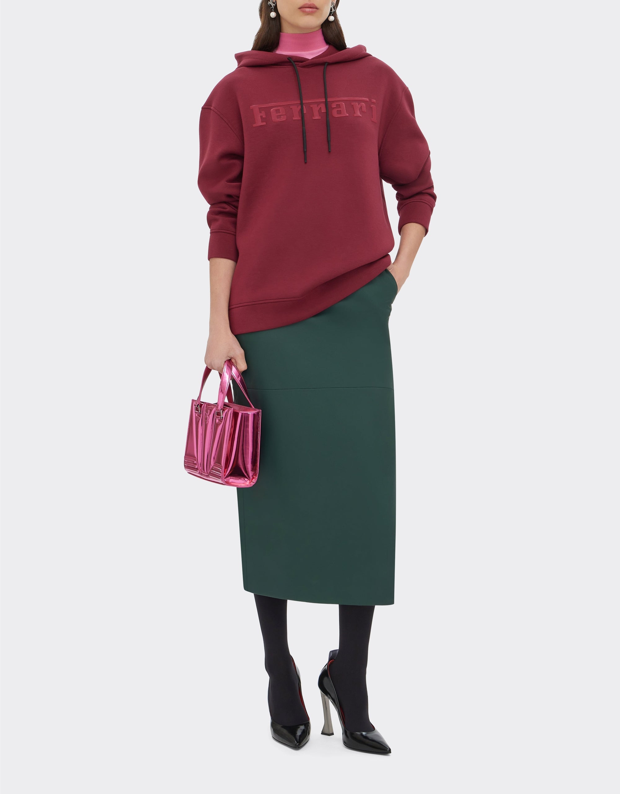 Unisex hoodie with Ferrari logo - Bordeaux