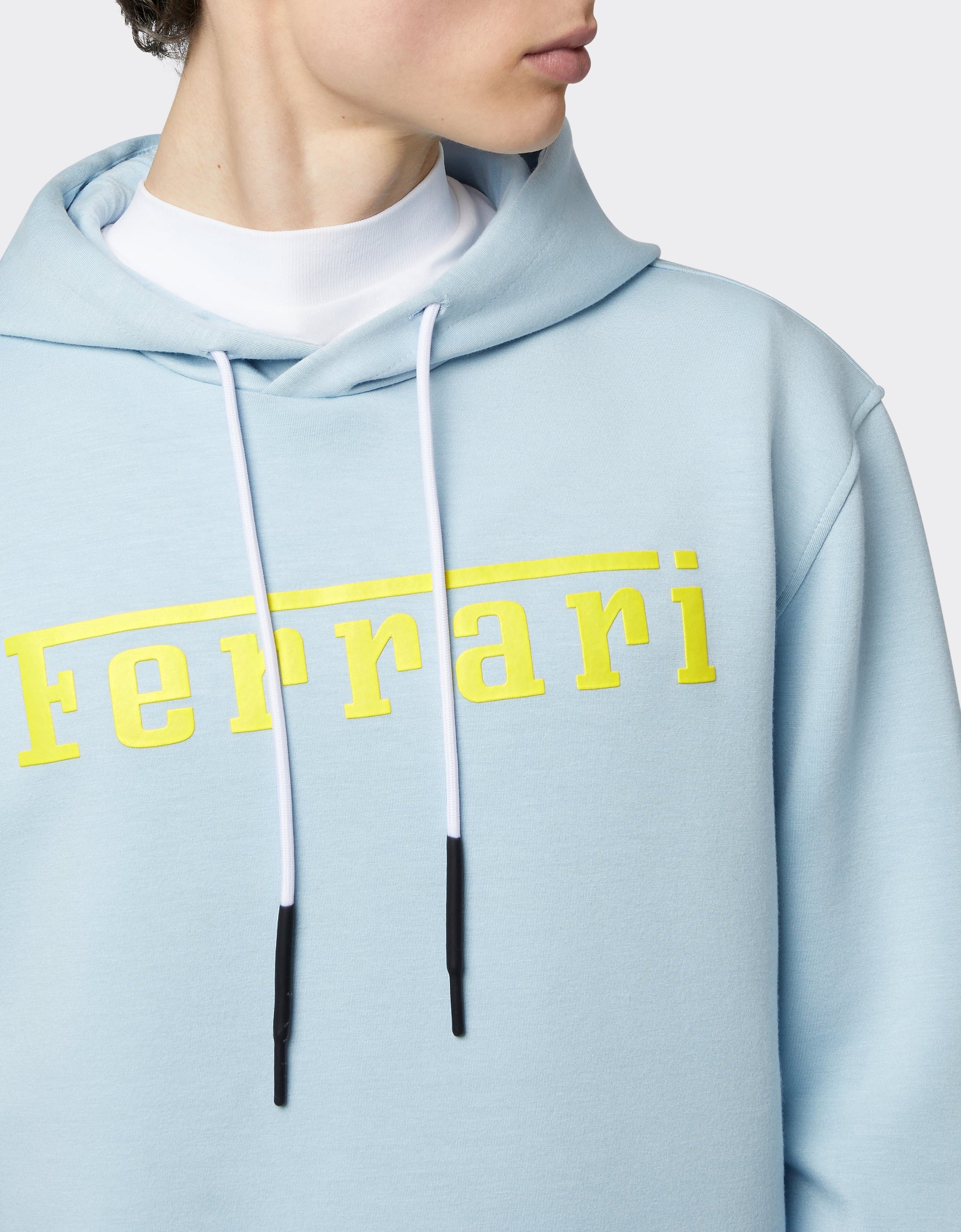 Sweat-shirt à capuche unisexe avec logo Ferrari - Azzurro