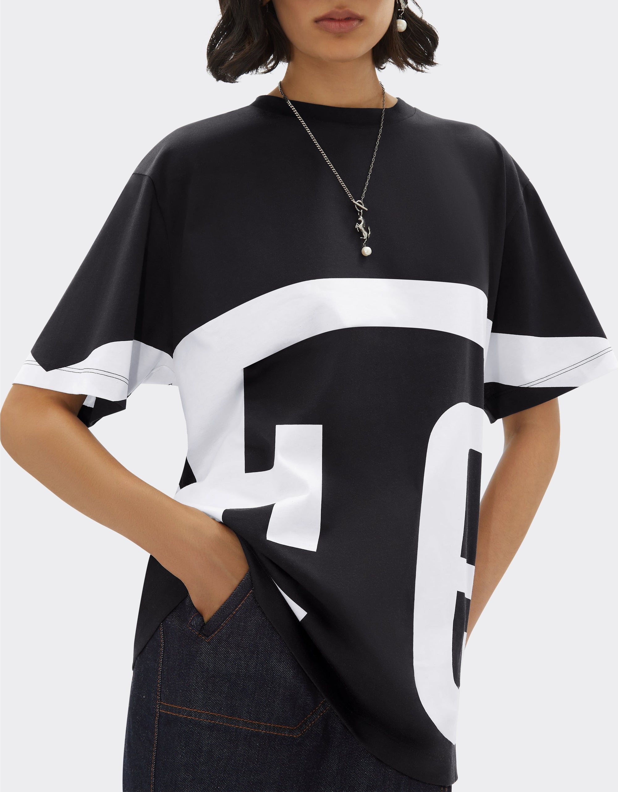 T-shirt unisexe avec logo Ferrari - Nero