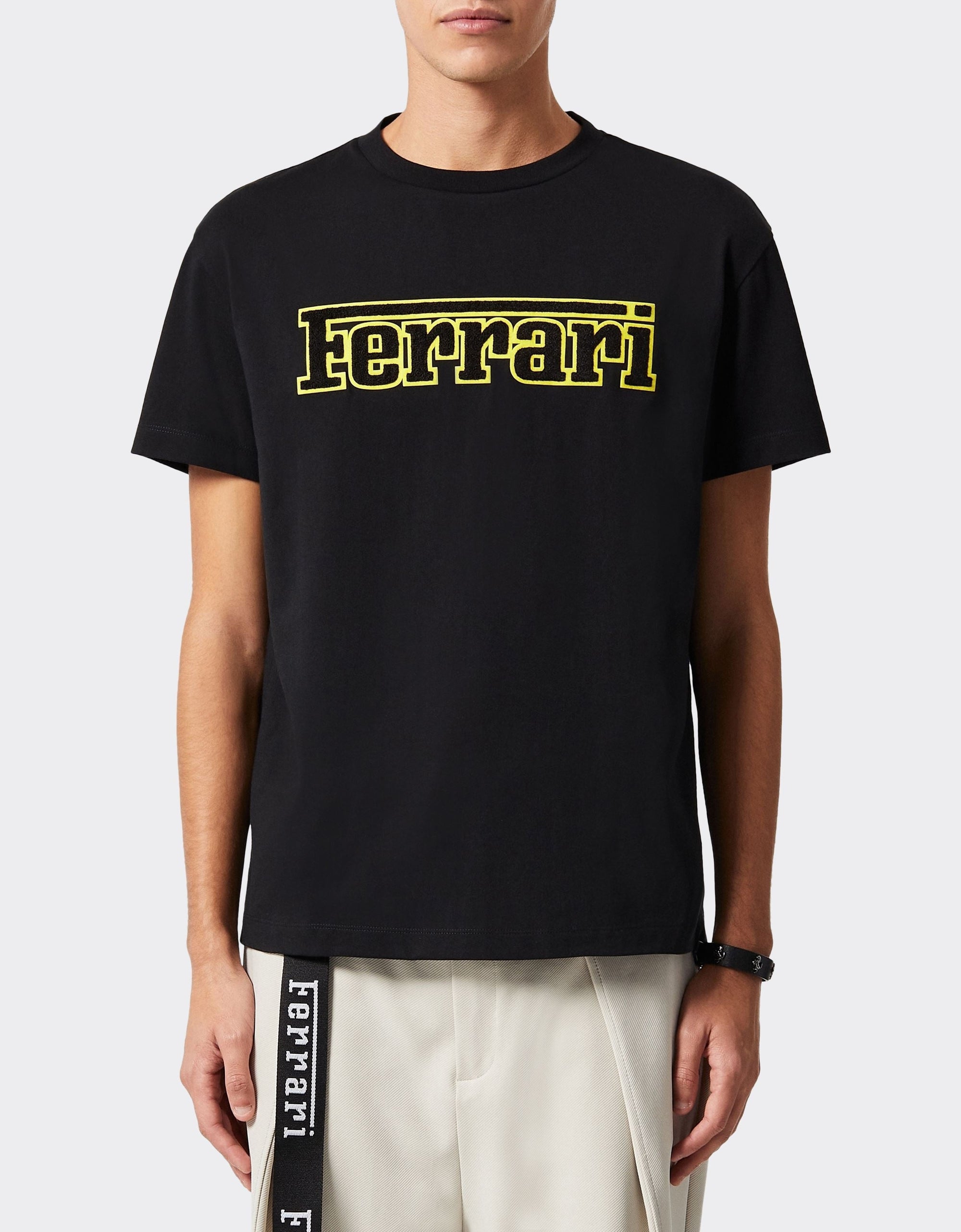 T-shirt unisexe avec logo Ferrari - Nero