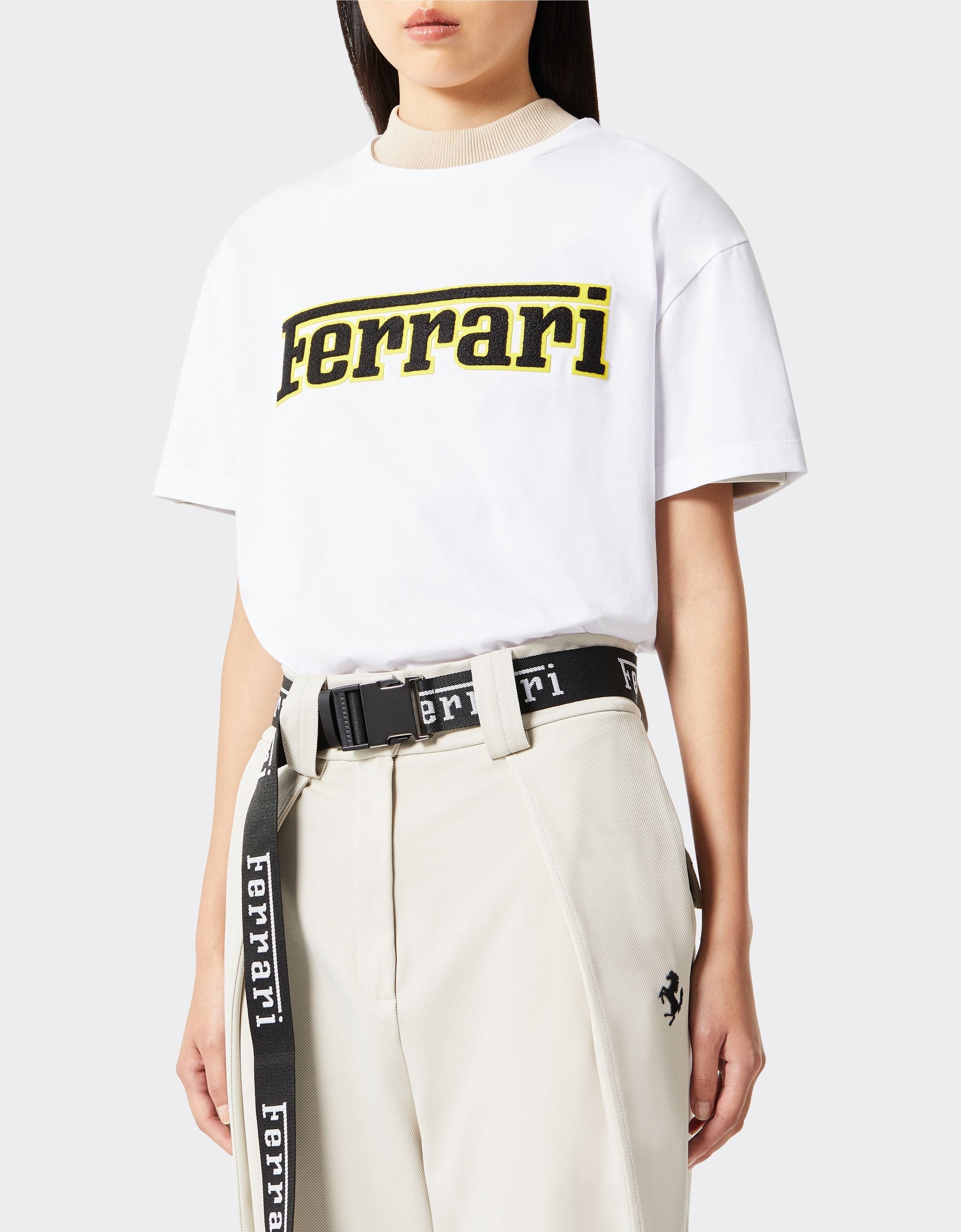 T-shirt unisexe avec logo Ferrari - Bianco