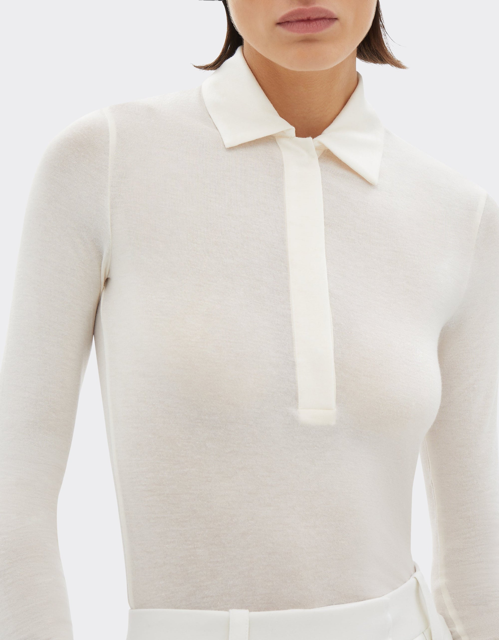 Long-sleeved polo shirt - Avorio