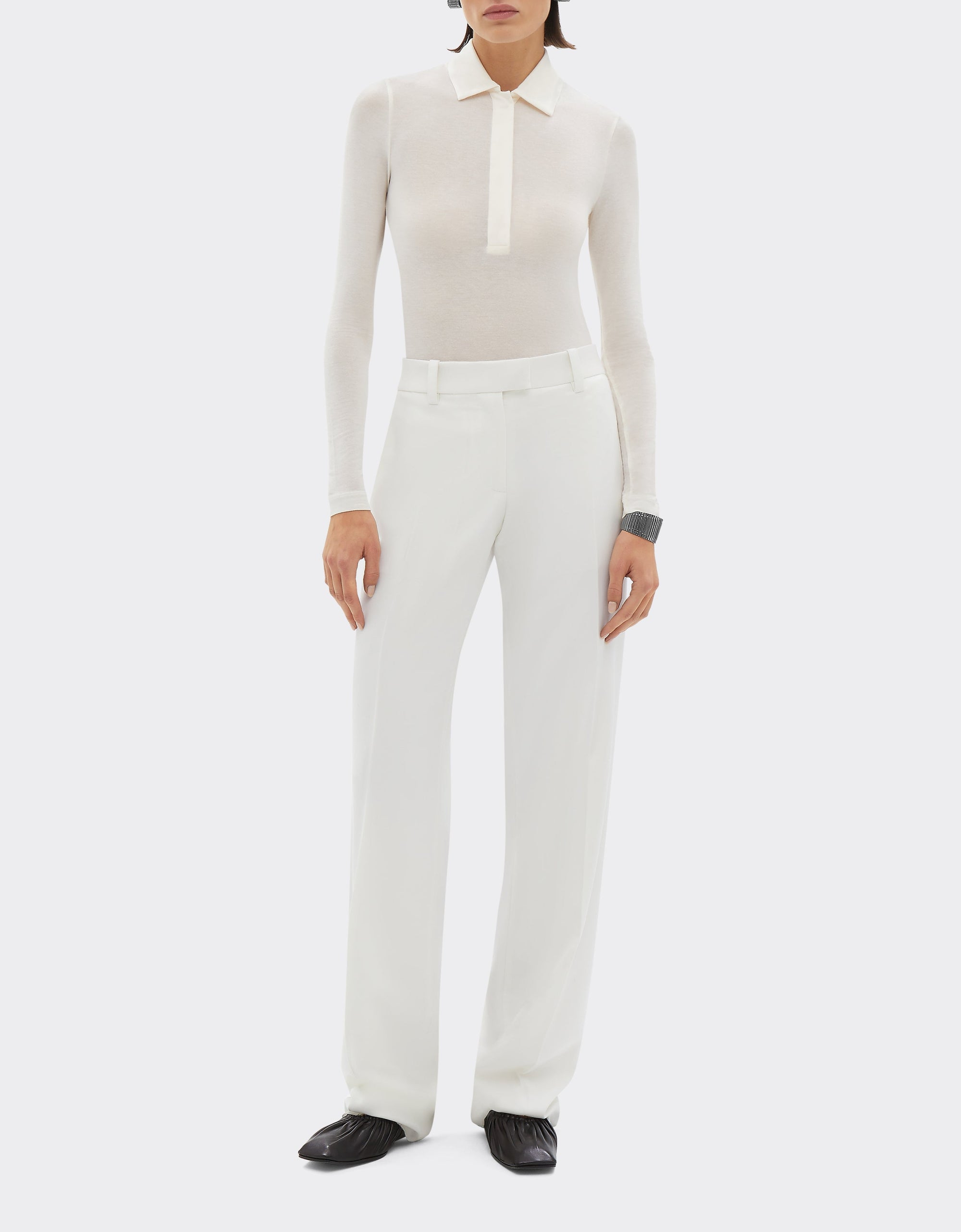 Long-sleeved polo shirt - Avorio