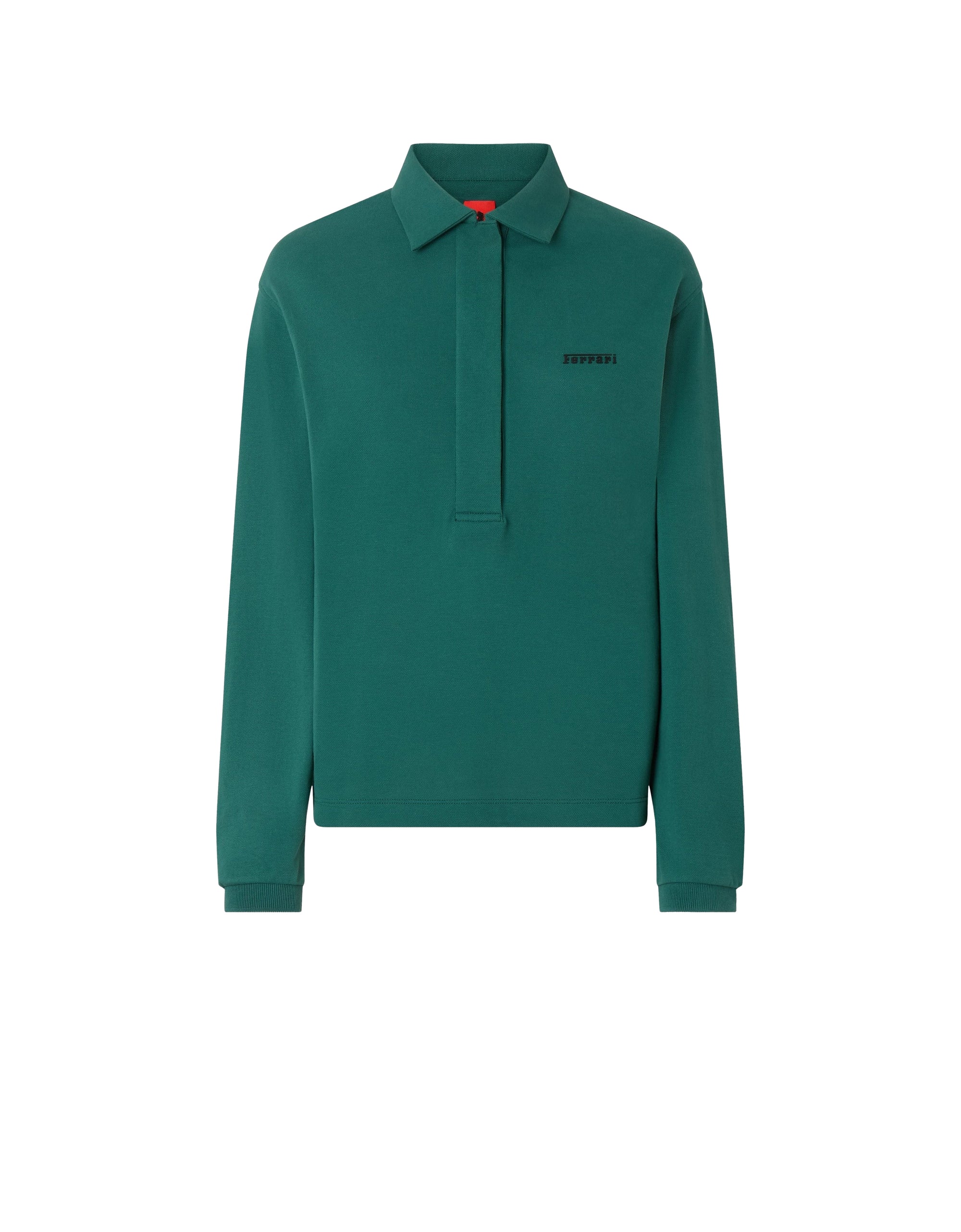Polo à manches longues avec logo Ferrari - Verde Ficus