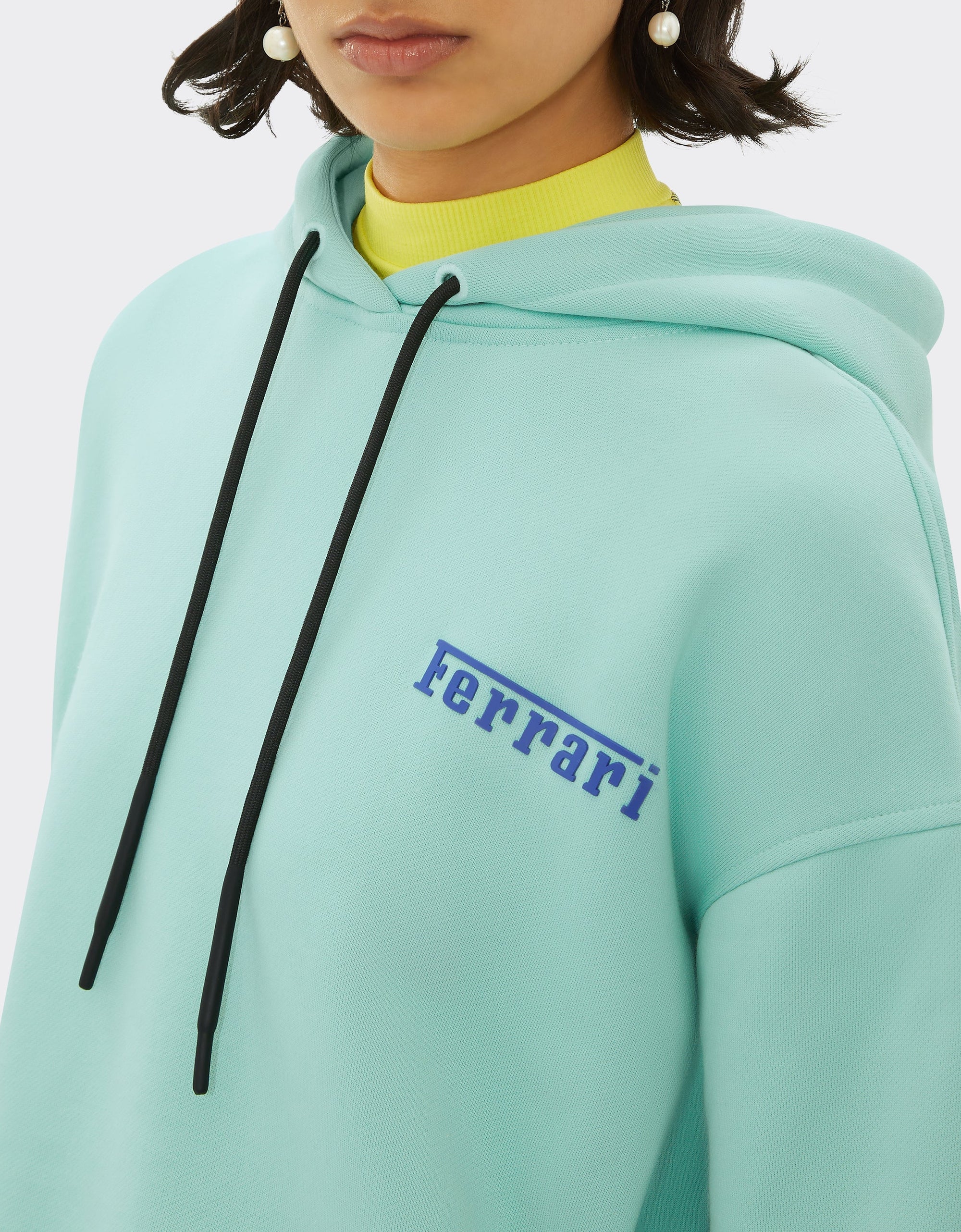 Sweat-shirt à capuche avec logo Ferrari - Verde Menta