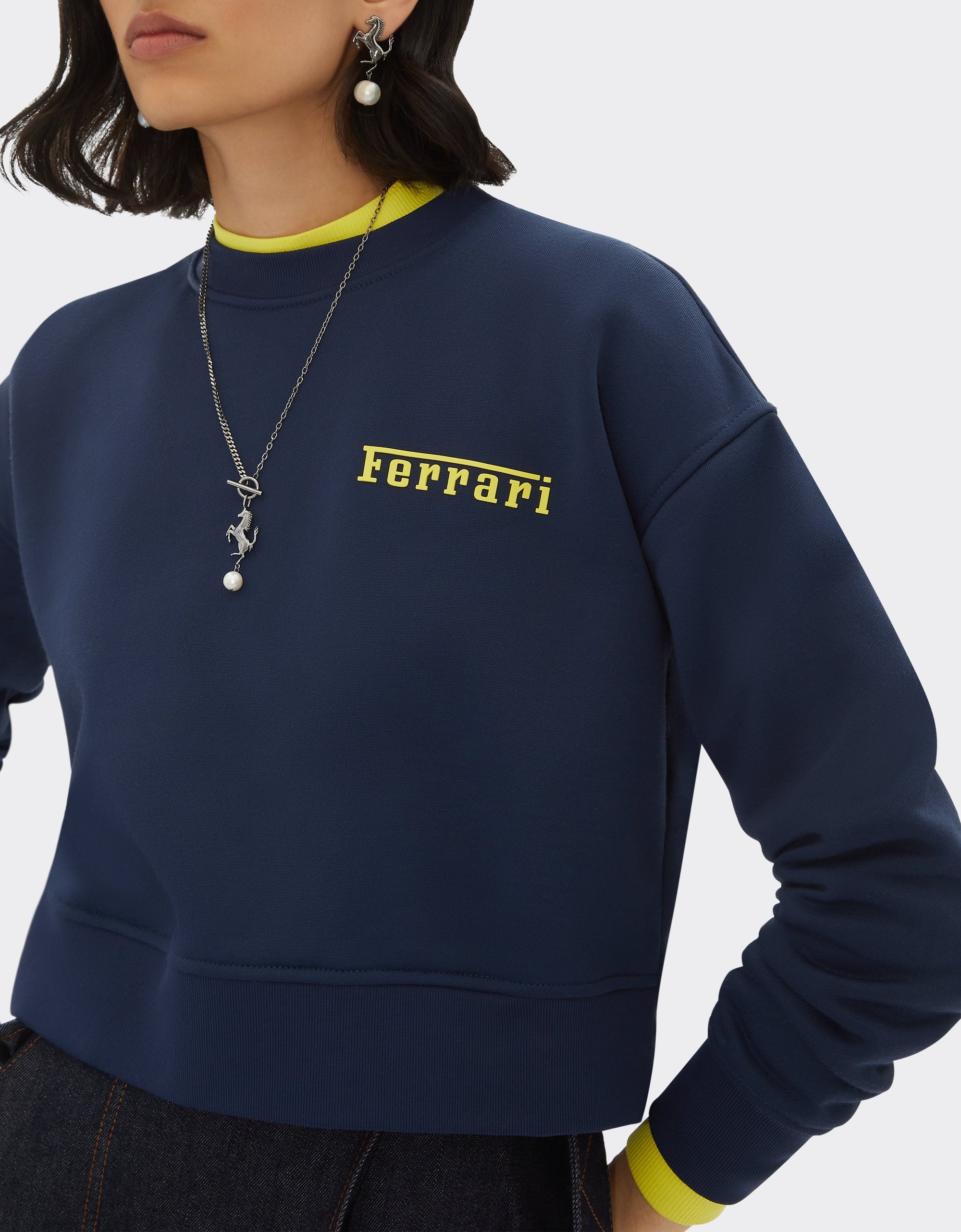 Sweat-shirt avec logo Ferrari - Navy Blu