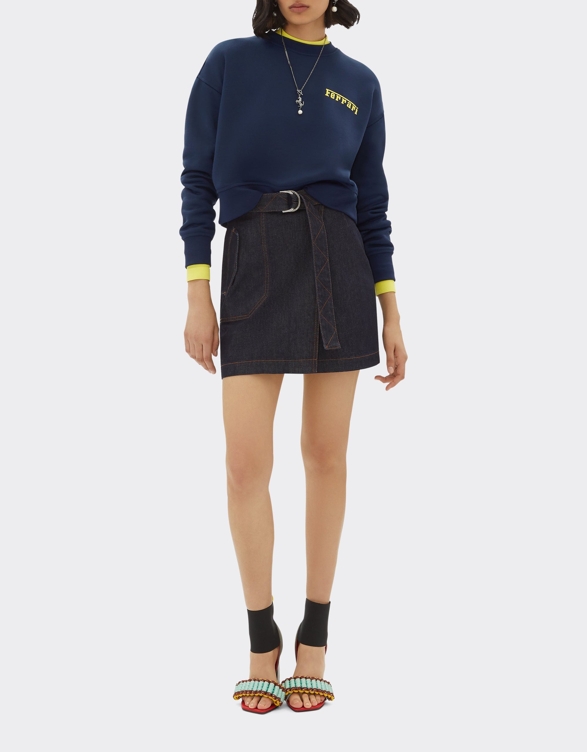 Sweat-shirt avec logo Ferrari - Navy Blu