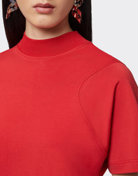 T-shirt court col montant - Rosso Corsa