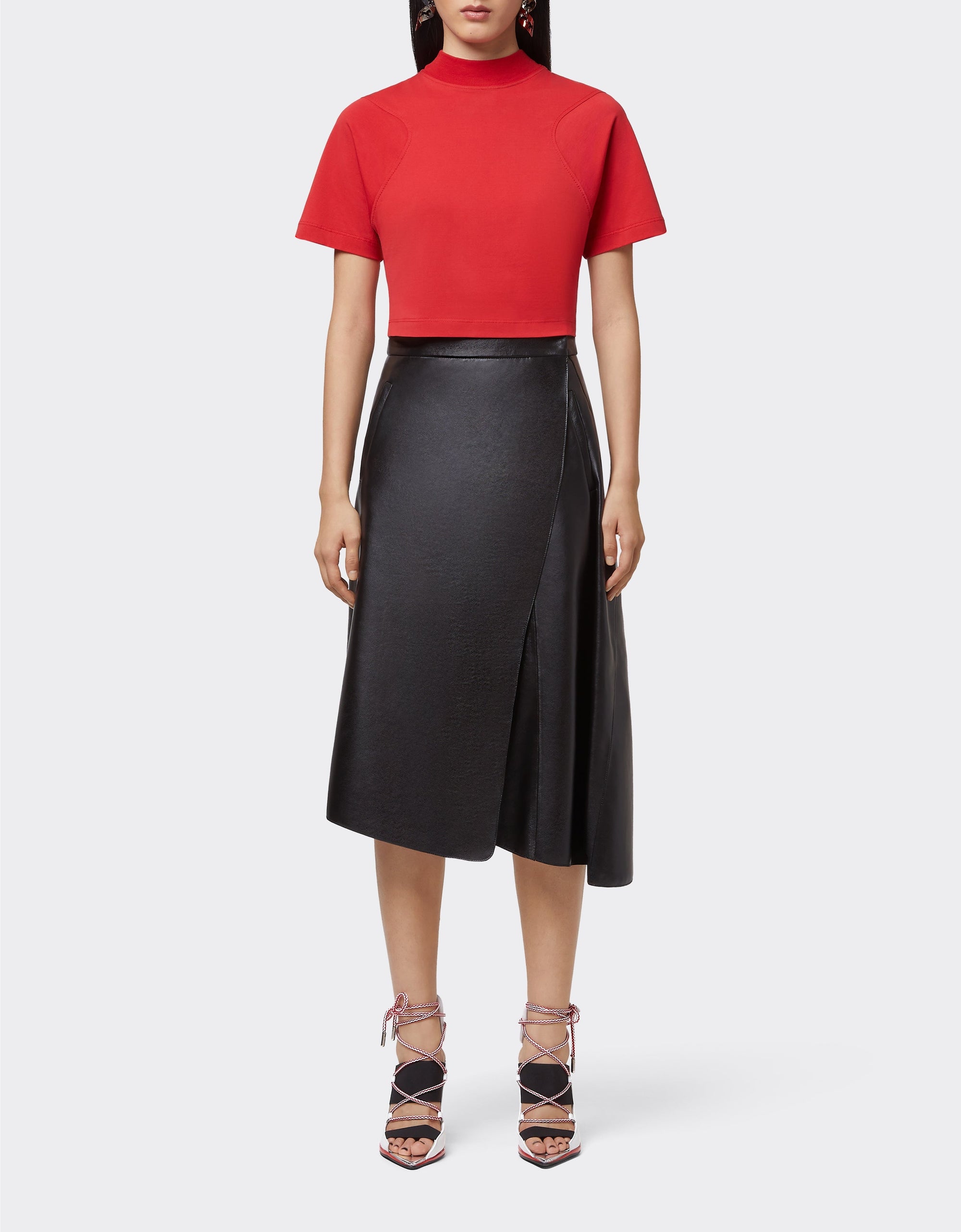 T-shirt court col montant - Rosso Corsa