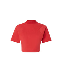 T-shirt court col montant - Rosso Corsa