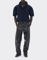 Polo manches ballon avec bande au dos - Navy Blu