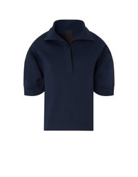 Polo manches ballon avec bande au dos - Navy Blu