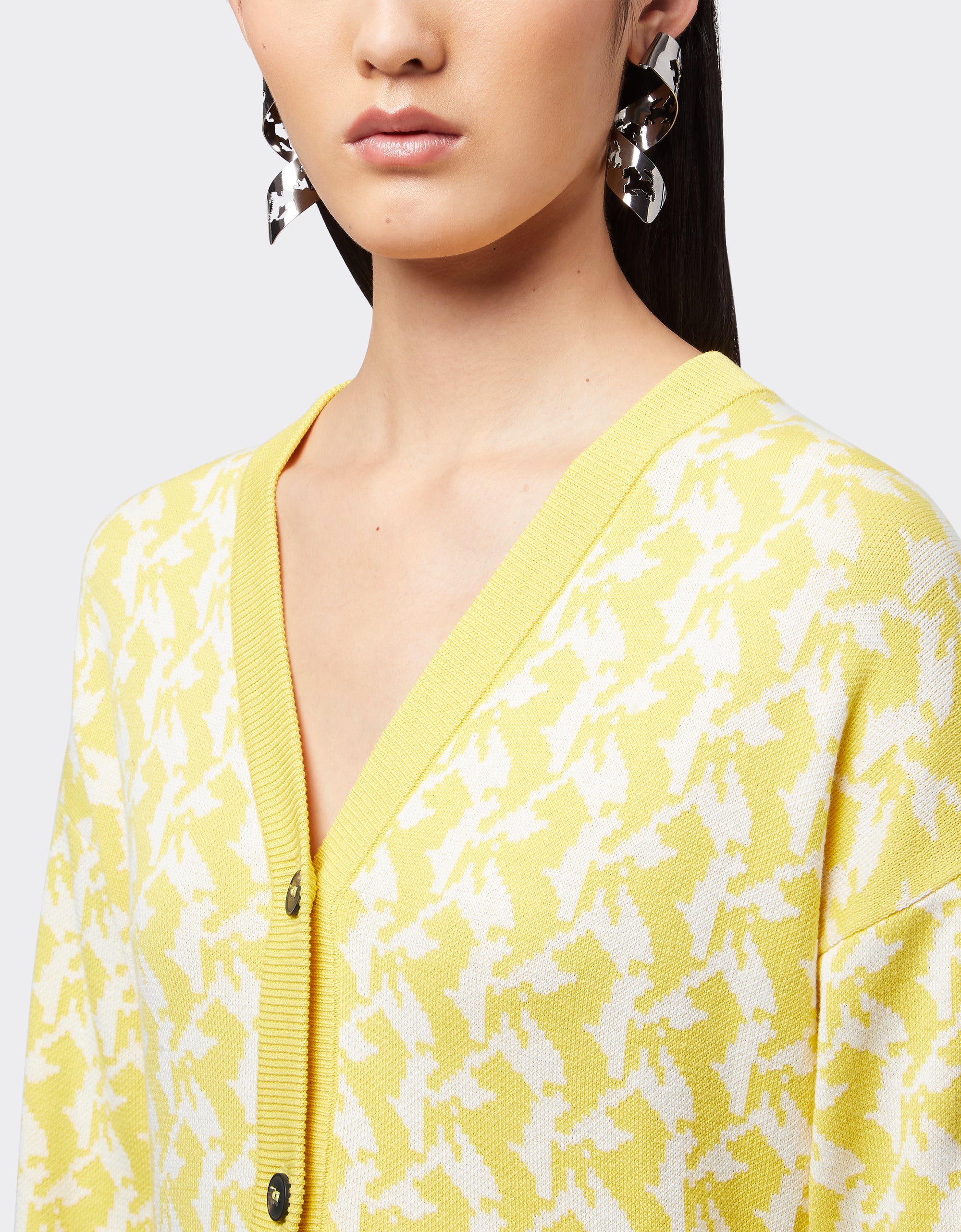 Cardigan avec Cheval cabré en soie - Giallo Modena