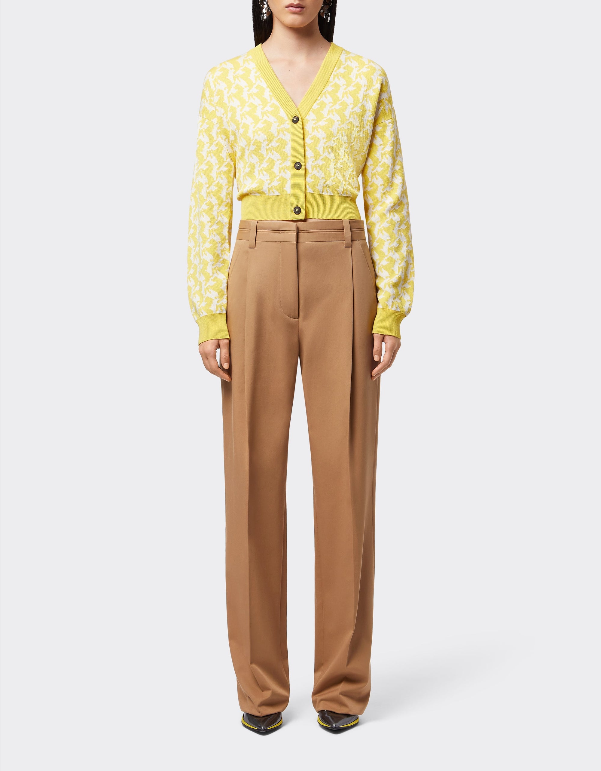 Cardigan avec Cheval cabré en soie - Giallo Modena