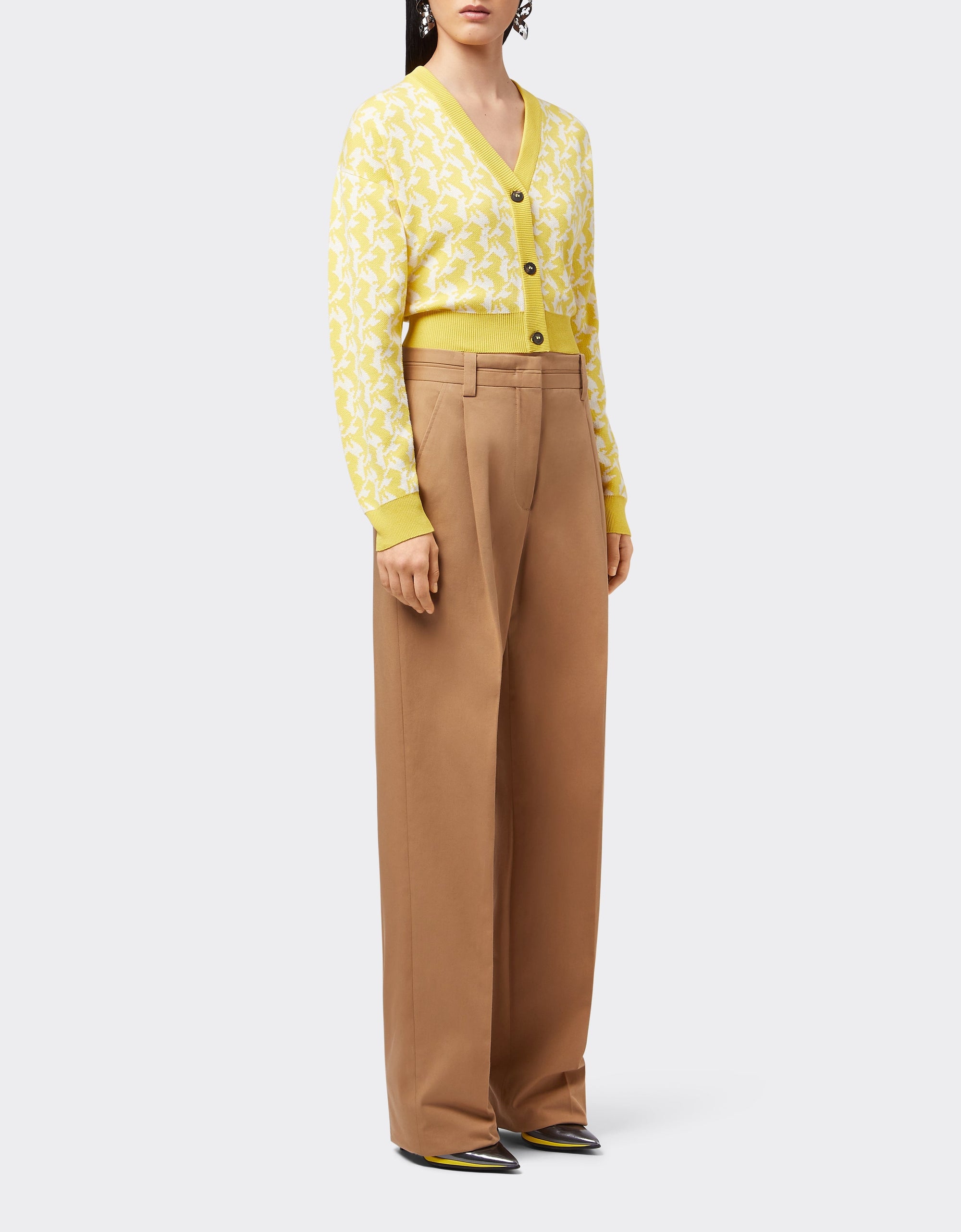 Cardigan avec Cheval cabré en soie - Giallo Modena