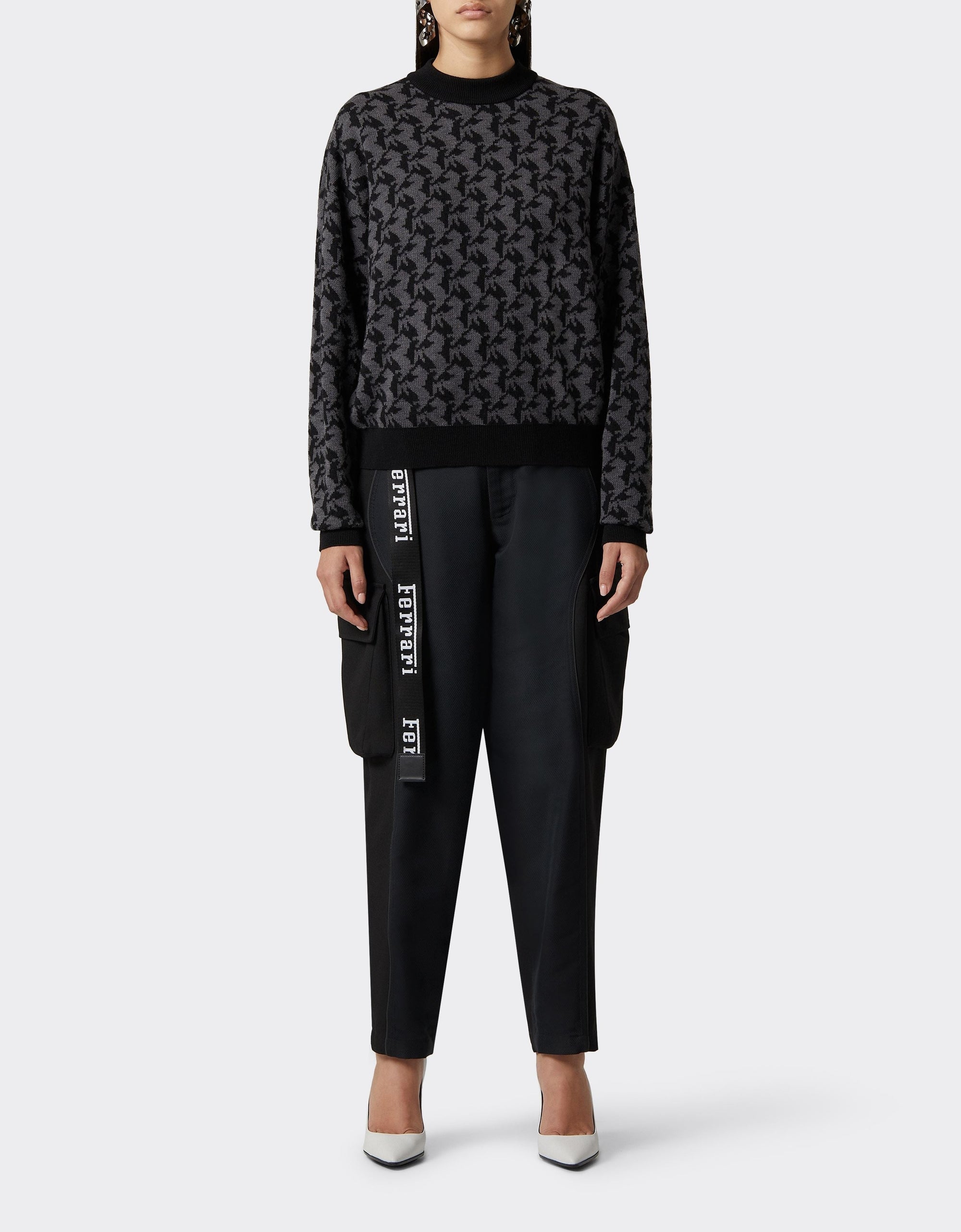 Pull avec motif Cavallino Pixel en laine - Charcoal