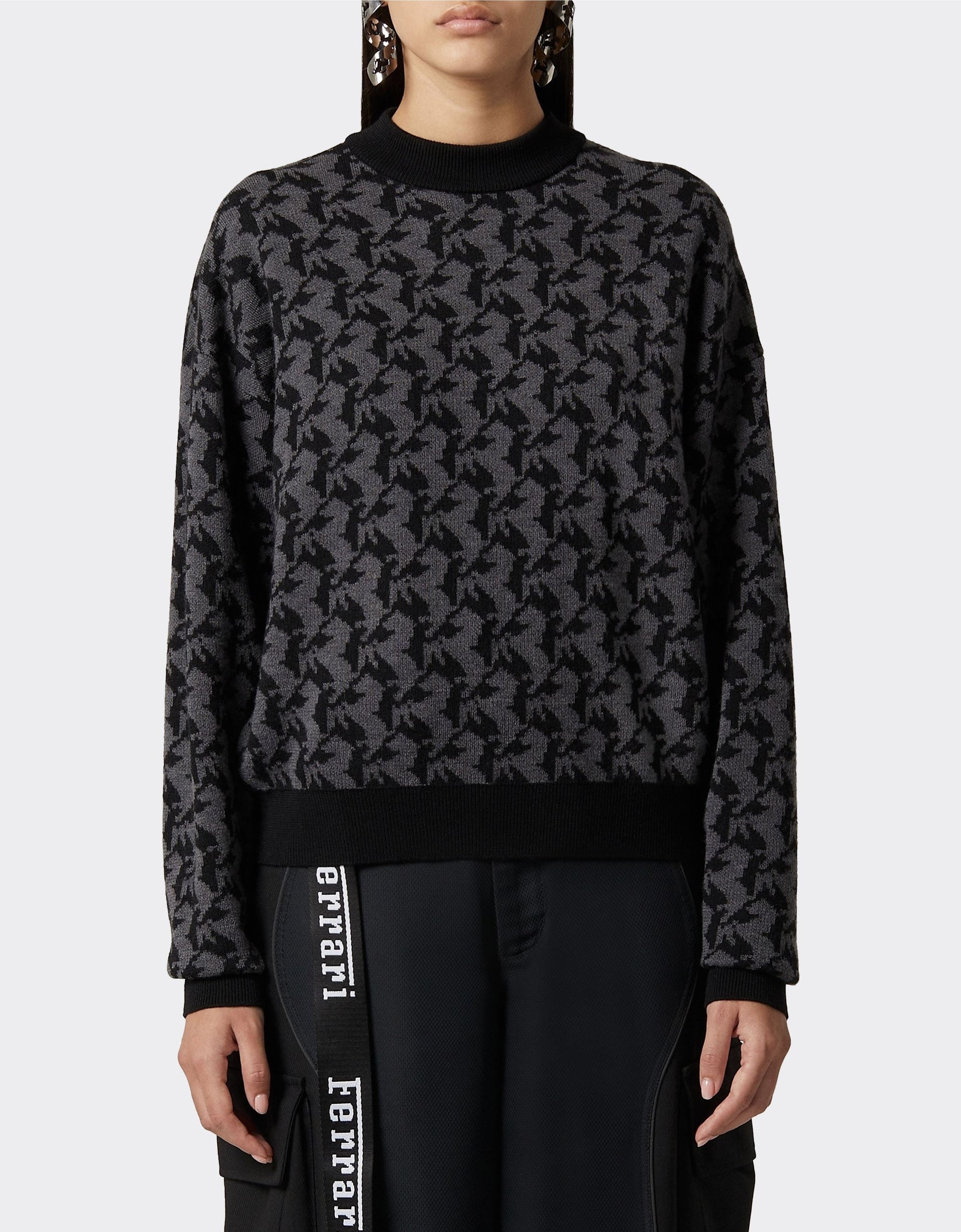 Pull avec motif Cavallino Pixel en laine - Charcoal