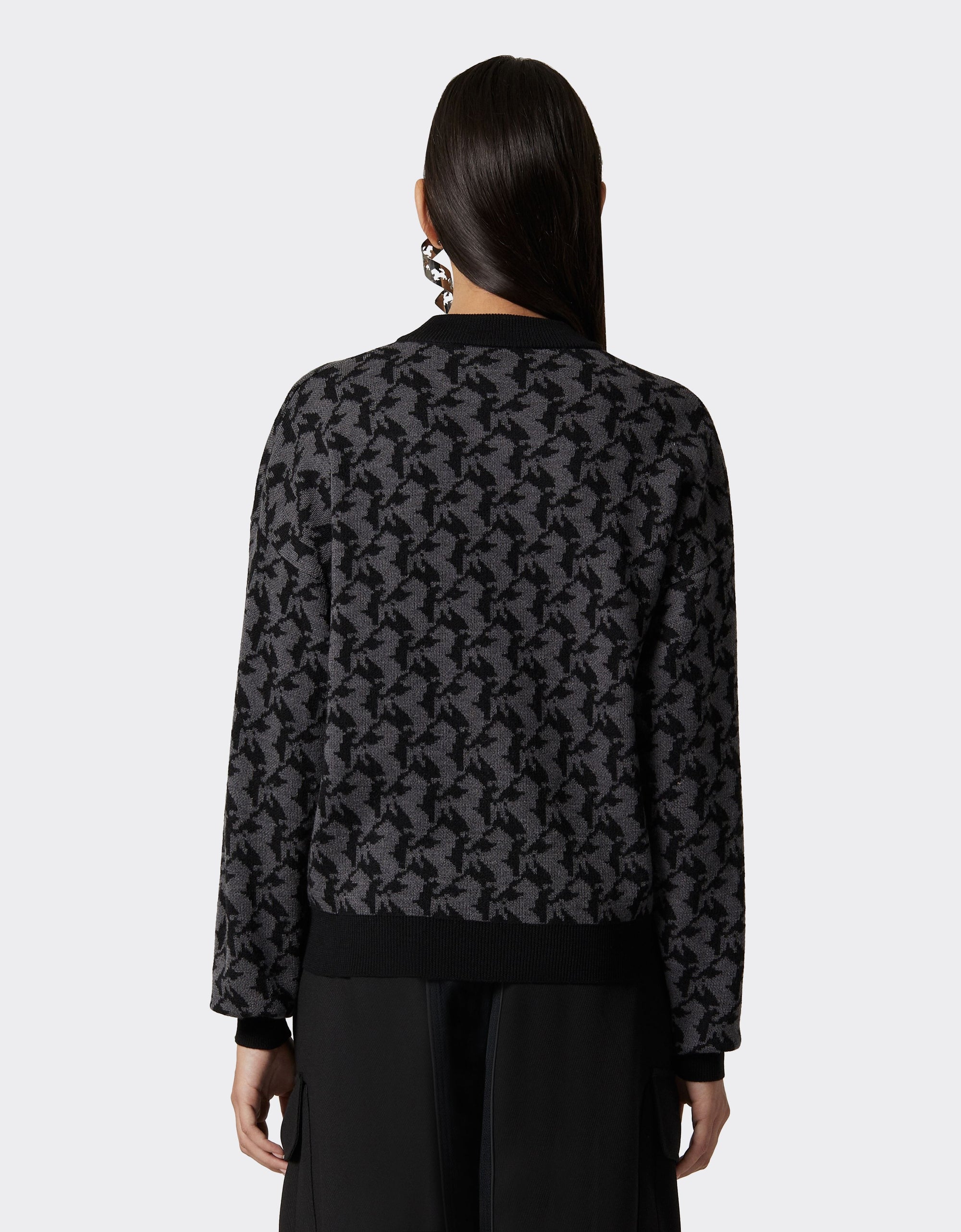 Pull avec motif Cavallino Pixel en laine - Charcoal