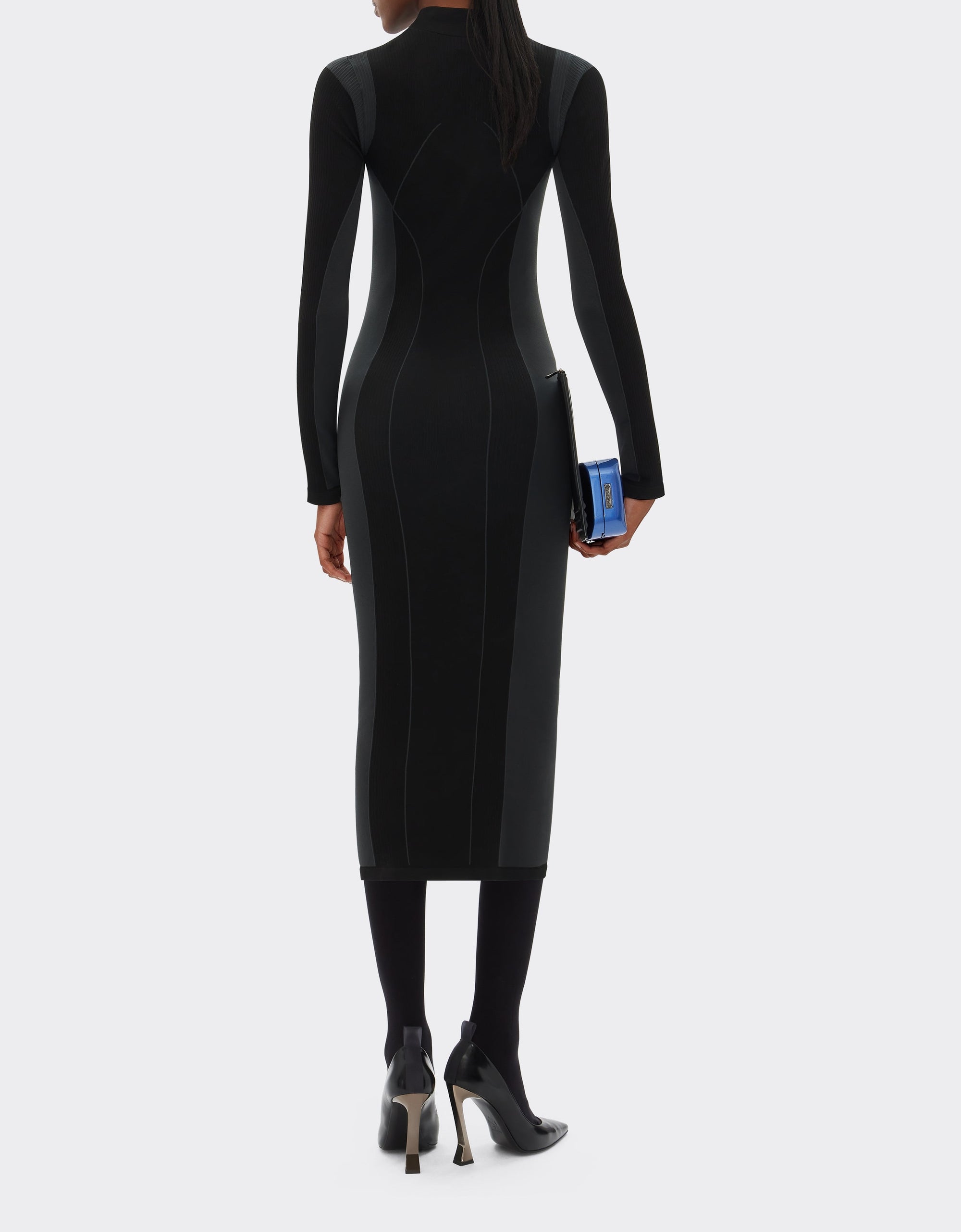 Robe mi-longue bicolore - Nero