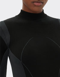 Robe mi-longue bicolore - Nero