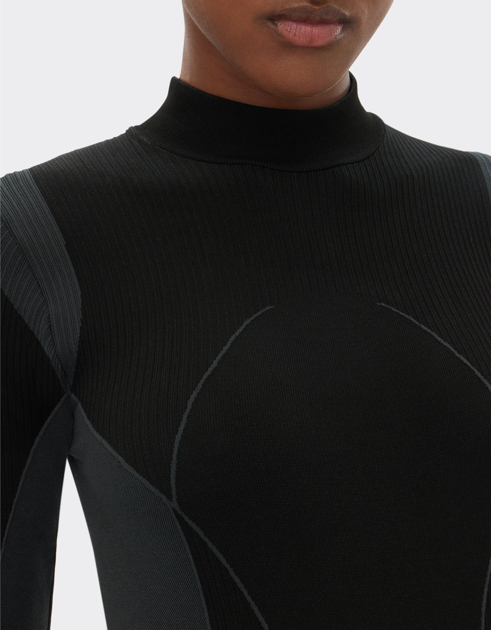 Robe mi-longue bicolore - Nero