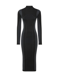 Robe mi-longue bicolore - Nero
