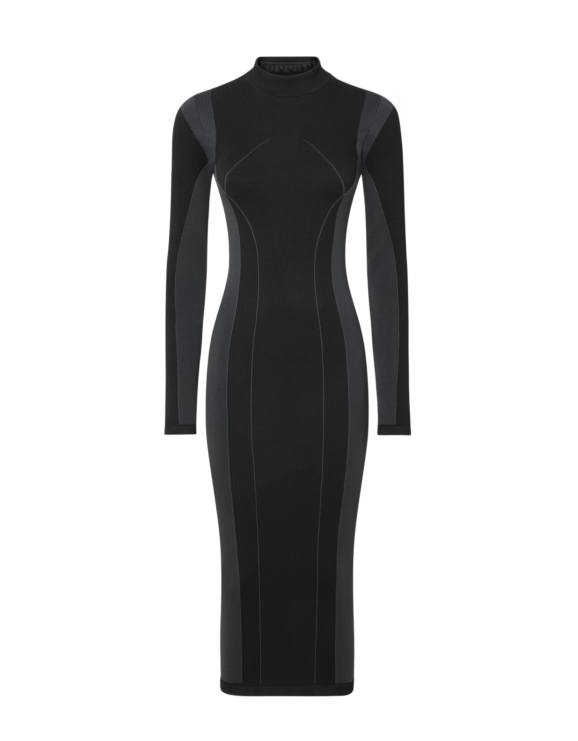Robe mi-longue bicolore - Nero