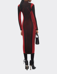 Robe mi-longue bicolore - Rosso Corsa