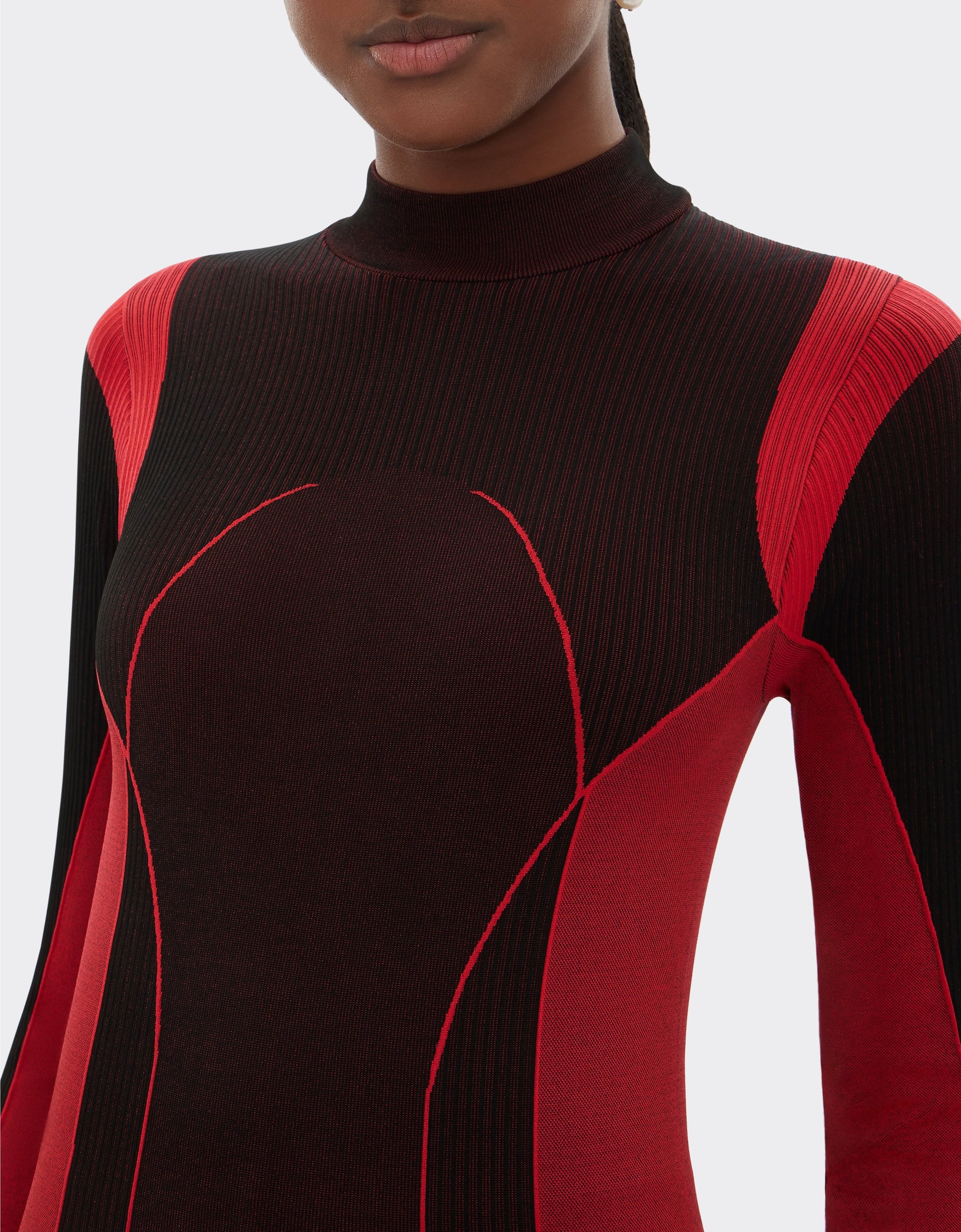Robe mi-longue bicolore - Rosso Corsa