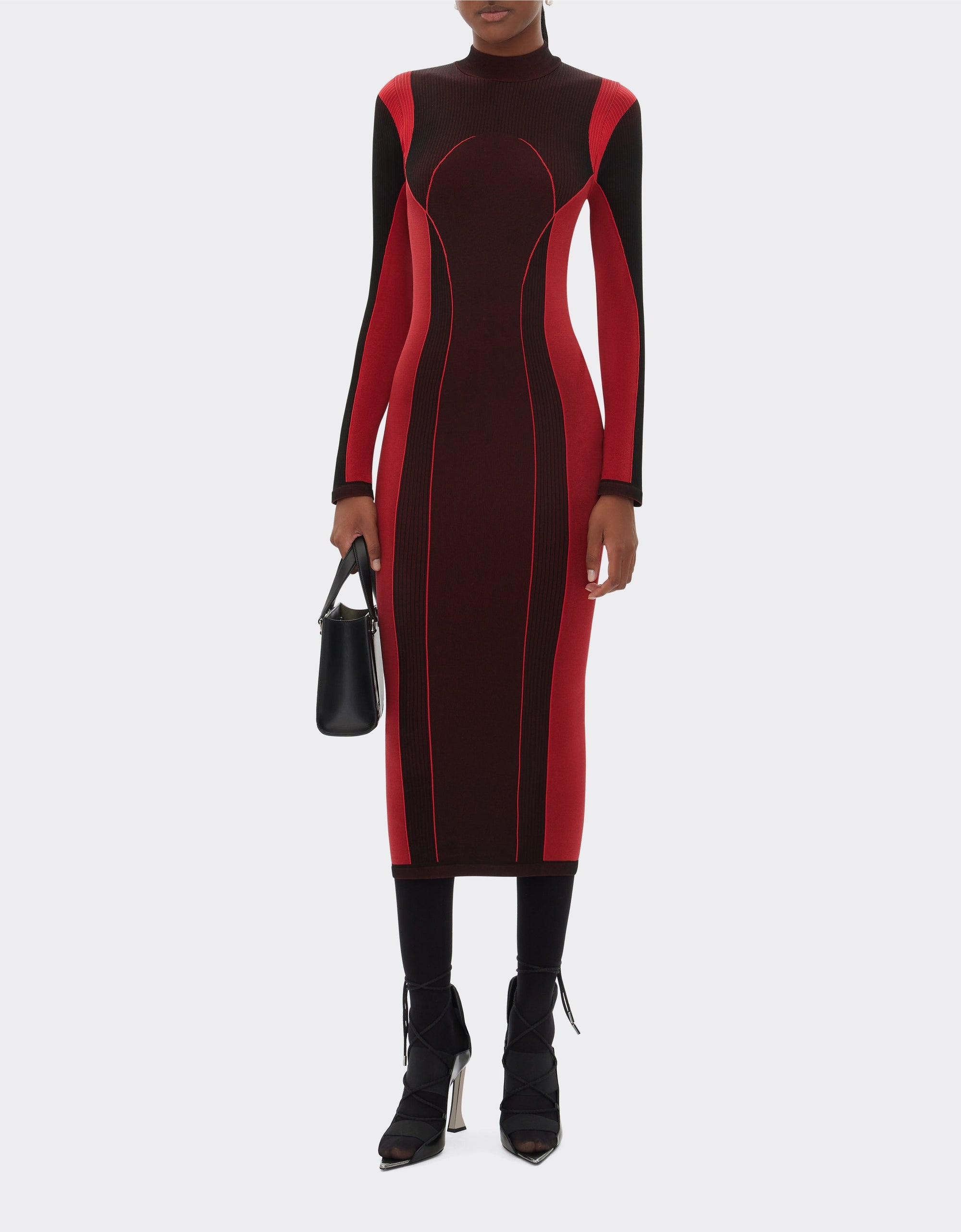 Robe mi-longue bicolore - Rosso Corsa