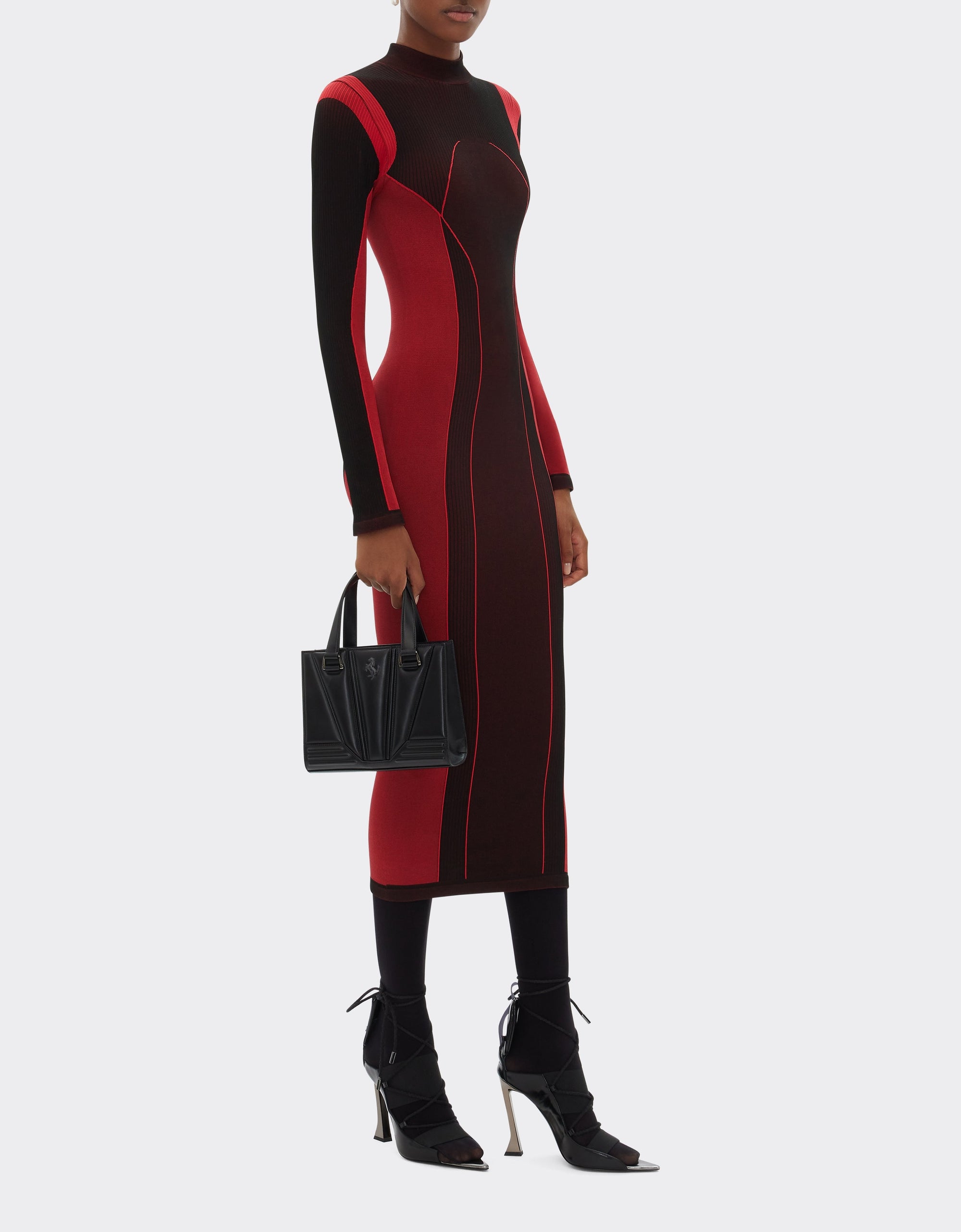 Robe mi-longue bicolore - Rosso Corsa