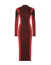 Robe mi-longue bicolore - Rosso Corsa