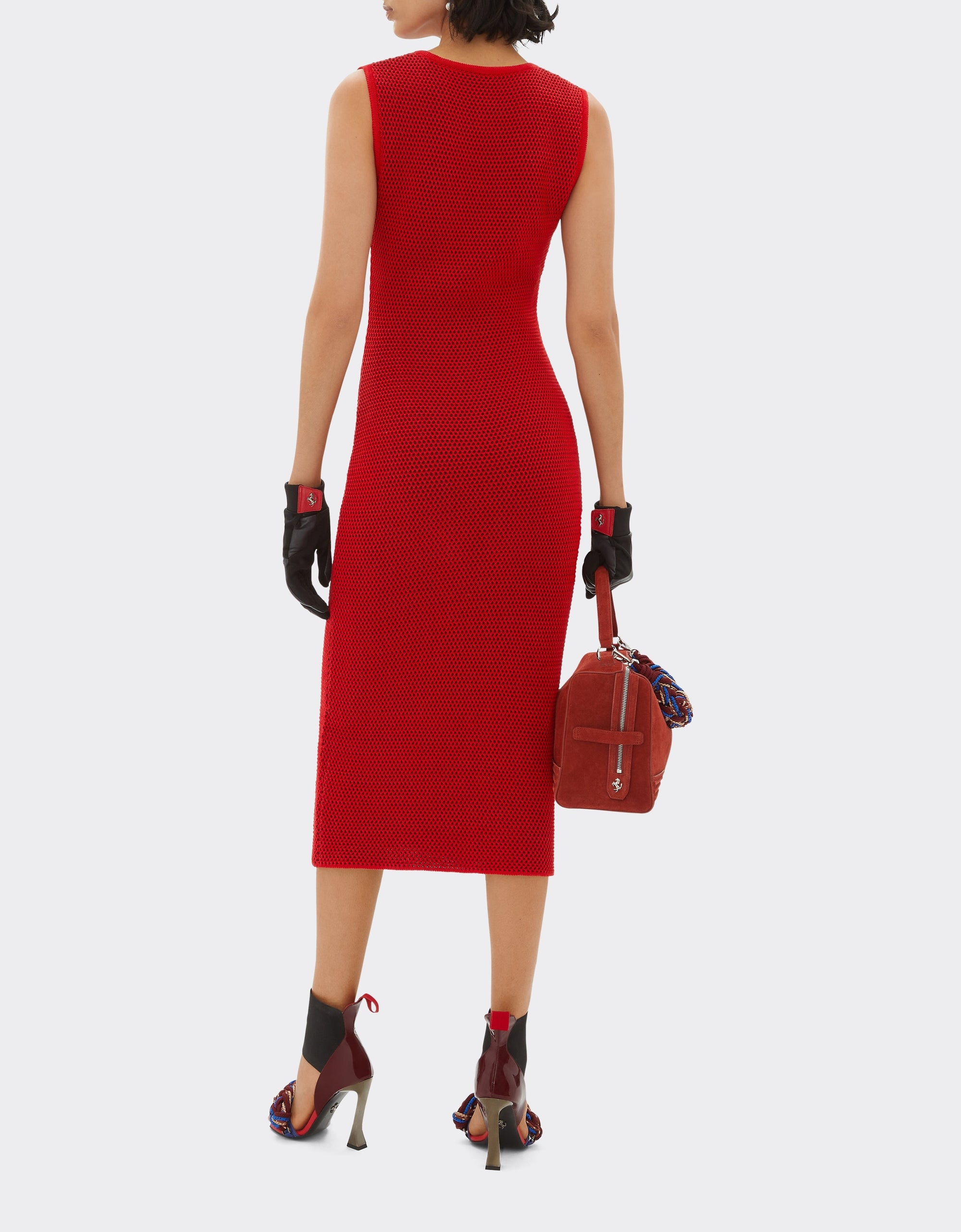 Robe mi-longue col V - Rosso Dino
