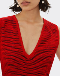 Robe mi-longue col V - Rosso Dino
