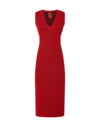 Robe mi-longue col V - Rosso Dino