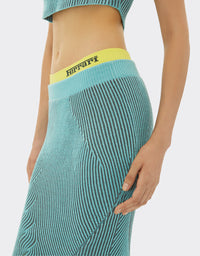 Mid-length skirt with circuit motif - Verde Menta