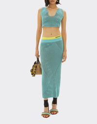 Mid-length skirt with circuit motif - Verde Menta