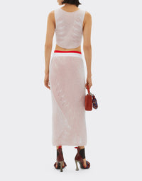Mid-length skirt with circuit motif - Bianco