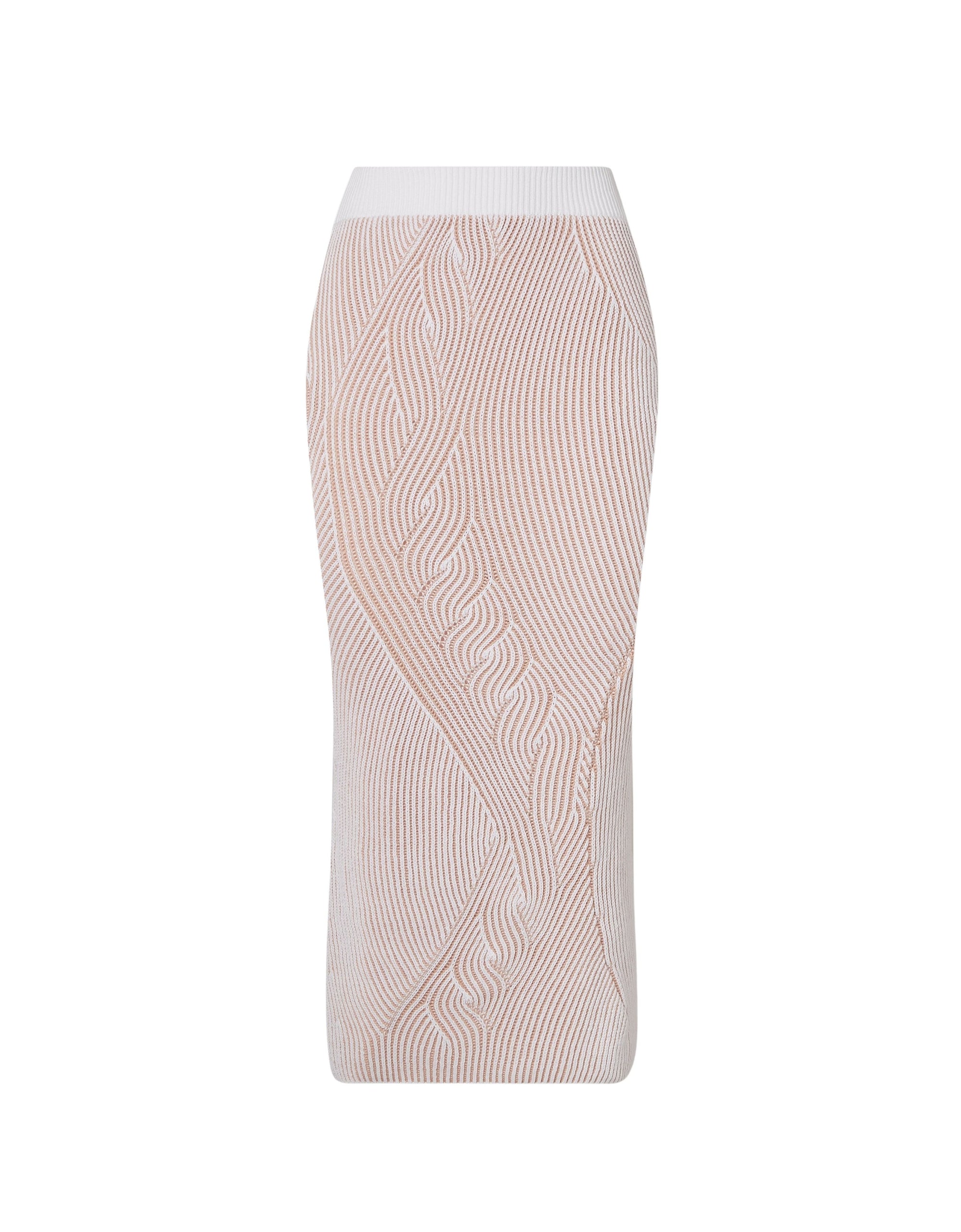 Mid-length skirt with circuit motif - Bianco