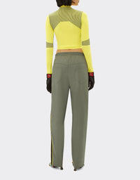 Long-sleeved two-tone stand-up collar T-shirt - Giallo Modena