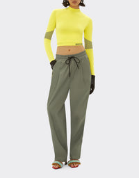 Long-sleeved two-tone stand-up collar T-shirt - Giallo Modena