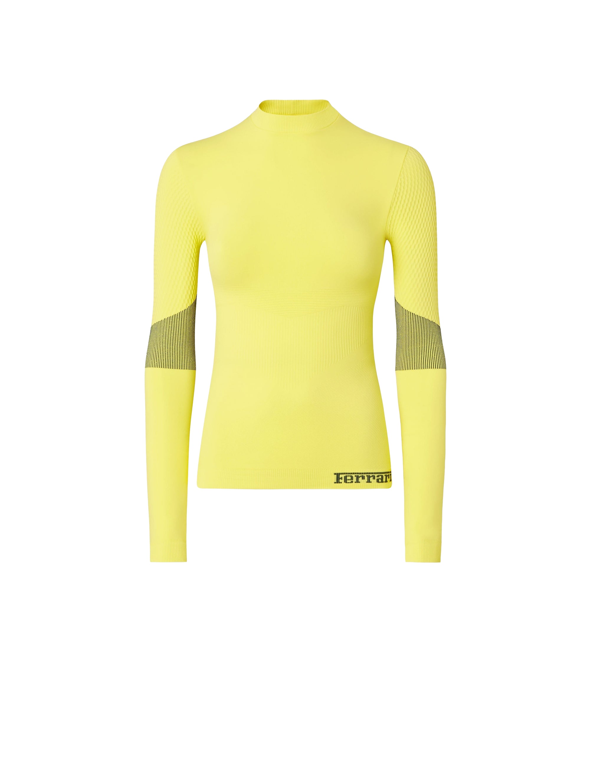 Long-sleeved two-tone stand-up collar T-shirt - Giallo Modena